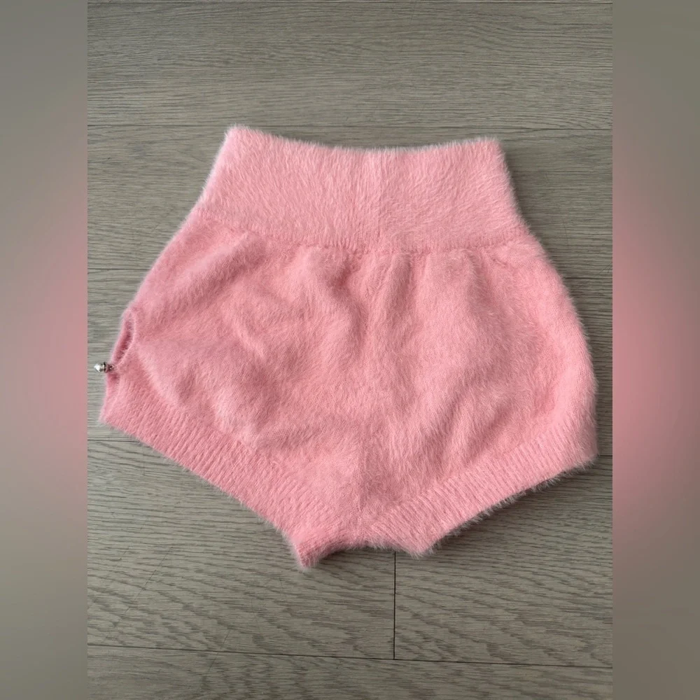 Camila Coelho Micro Mini Genevieve Fuzzy Pearl Side Tie Shorts Size M